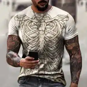 Vintage Rib Cage Skeleton Sketch Art Men’s T-Shirt