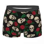 Vintage Skull Rose Floral Print Male Boxer Briefs