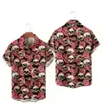 Vintage Skull and Rose Floral Men’s Hawaiian Shirt