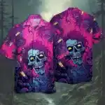 Zombie Skull Horror Button Up Men’s Hawaiian Shirt