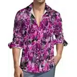 Abstract Purple Sky Skull Art Men's Long Sleeve Dress Shirt