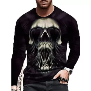 Alien Skull Vortex Horror Graphic Men’s Long Sleeve T-Shirt