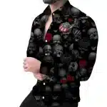 American Skulls and Roses Men's Long Sleeve Dress Shirt