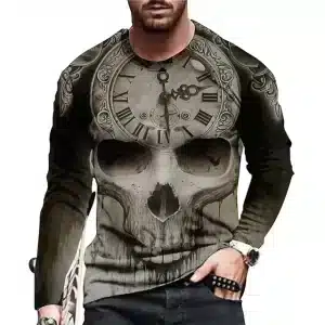 Antique Clock Steampunk Skull Men’s Long Sleeve T-Shirt