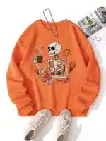 Autumn Leaves Skeleton Coffee Lover Women's Sweatshirt