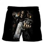 Badass Gunmen Skull Fiery Shadow Gothic Swim Trunks