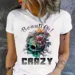 Beautiful Crazy Gothic Floral Skull Splash Women's T-Shirt