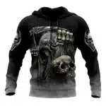 Black Grim Reaper Skull Scythe Horror Mist Men’s Hoodie