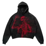 Black Red Distorted Skeleton Horror Graphic Women's Hoodie