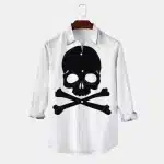 Black Skull Crossbones Icon Men's Long Sleeve Dress Shirt