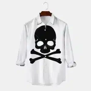 Black Skull Crossbones Icon Men's Long Sleeve Dress Shirt