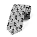 Black Skull Crossbones Mesh Pattern Gothic Formal Tie