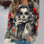 Blood Moon Monochrome Sugar Skull Women's Sweatshirt