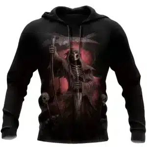 Blood Moon Skeleton Grim Reaper Graphic Men’s Hoodie