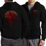 Bloody Red The Punisher Skull Black Men’s Zip-Up Hoodie