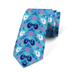 Blue Floral Garden Skull Pattern Gothic Necktie