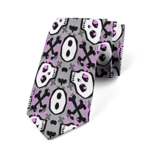 Cartoon Skull Crossbones Print Pattern Men's Necktie