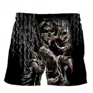 Chained Evil Grim Reaper Skeleton Horror Men’s Shorts