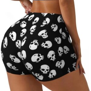 Classic Cool Skull Pattern Black Women’s Biker Shorts