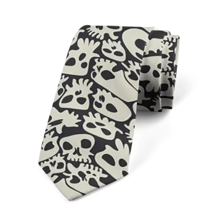 Classic Monochrome Abstract Skull Pattern Necktie