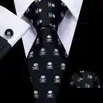 Classic Skull Crossbones Men's Handkerchief Set Necktie