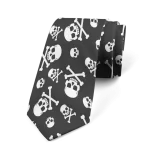 Classic Skull Crossbones Pattern Gothic Black Tie