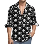 Classic Skull and Crossbones Men's Long Sleeve Dress Shirt