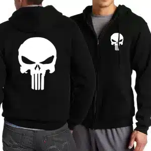 Classic The Punisher Skull Black Men’s Zip-Up Hoodie