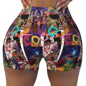 Coco Day of the Dead Skeleton Collage Women’s Biker Shorts