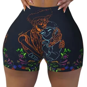 Coco Father and Son Skeleton Line Art Women’s Yoga Shorts