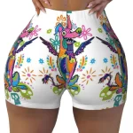 Colorful Alebrije Fantasy Skull Print Women’s Biker Shorts