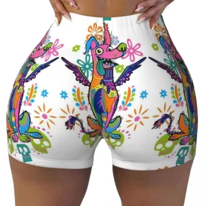 Colorful Alebrije Fantasy Skull Print Women’s Biker Shorts