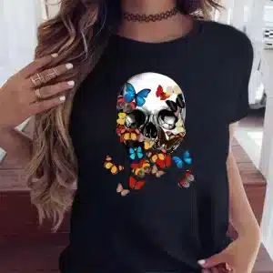 Colorful Butterfly Skull Dream Short Sleeve Women's T-Shirt