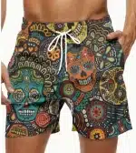 Colorful Calavera Sugar Skull Festival Art Men’s Shorts