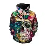 Colorful Day of the Dead Sugar Skull Art Men's Hoodie