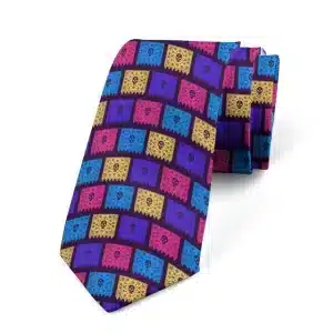 Colorful Skull Banner Print Pattern Tie