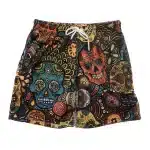 Colorful Sugar Skulls Day of the Dead Men's Shorts