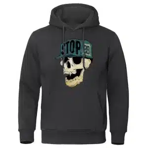 Cool Hipster Skull Cap Stop 28 Graphic Men's Hoodie