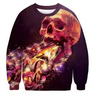 Cosmic Galaxy Melting Skull Neon Art Men’s Sweatshirt