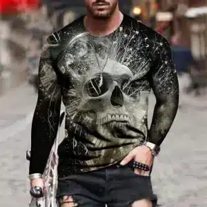 Cosmic Skull Moon Explosion Men’s Long Sleeve T-Shirt