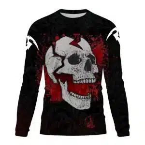 Cracked Skull Red Splatter Gothic Men’s Long Sleeve T-Shirt