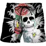 Creepy Skull Floral Insect Rose Gothic Art Men's Shorts