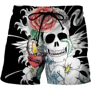 Creepy Skull Floral Insect Rose Gothic Art Men's Shorts