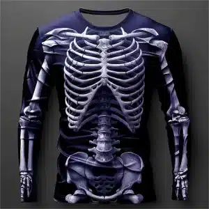 Dark 3D Skeleton Ribcage Gothic Men’s Long Sleeve T-Shirt