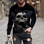 Dark Grasping Hands Skull Black Men’s Long Sleeve T-Shirt