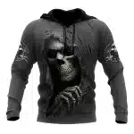 Dark Grim Reaper Hooded Cloak Skull Graphic Men’s Hoodie