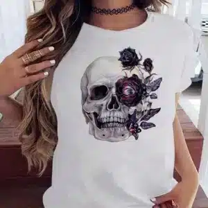 Dark Scary Eye Rose Skull Art Gothic Women's T-Shirt