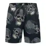 Dark Skull Camo Line Art Pattern Black Men's Shorts