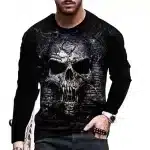 Dark Skull Fortress Wall Horror Men’s Long Sleeve T-Shirt