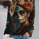 Day of the Dead Autumn Sugar Skull Women's Sweatshirt